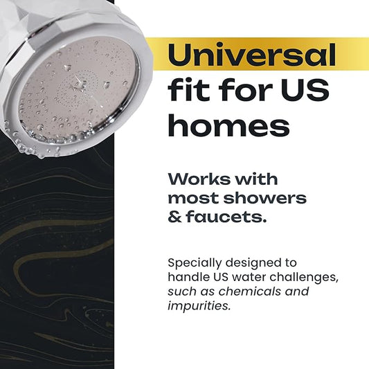 Shower With Internal Filter – High-Pressure Water Softener for Hard Water – Leaves Hair Feeling Fresh and Easy to Comb – Silver – Includes Replaceable Filter and Easy-Install Kit – My Purefilter