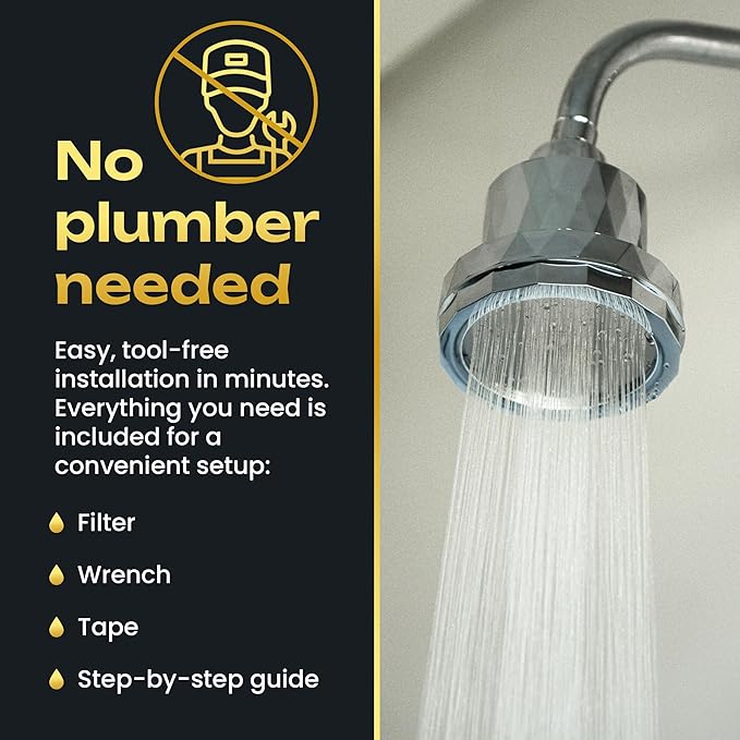 Shower With Internal Filter – High-Pressure Water Softener for Hard Water – Leaves Hair Feeling Fresh and Easy to Comb – Silver – Includes Replaceable Filter and Easy-Install Kit – My Purefilter