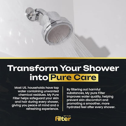 Shower With Internal Filter – High-Pressure Water Softener for Hard Water – Leaves Hair Feeling Fresh and Easy to Comb – Silver – Includes Replaceable Filter and Easy-Install Kit – My Purefilter